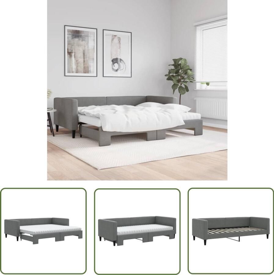 VidaXL Slaapbank Onderschuifbed Matrassen Donkergrijs Slaapbank Sofa Bed Tweepersoons Bed Donkere Meubels Comfortabele Stoffen Multifunctioneel Meubel Compact Design Guest Bed