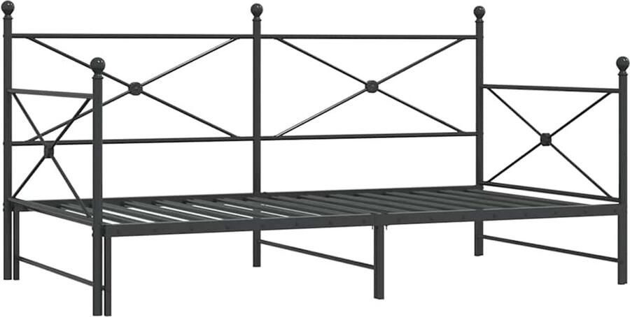 VidaXL Slaapbank onderschuifbed zonder matras 100x190 cm staal zwart