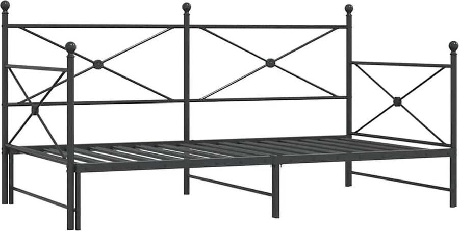 VidaXL Slaapbank onderschuifbed zonder matras 100x200 cm staal zwart