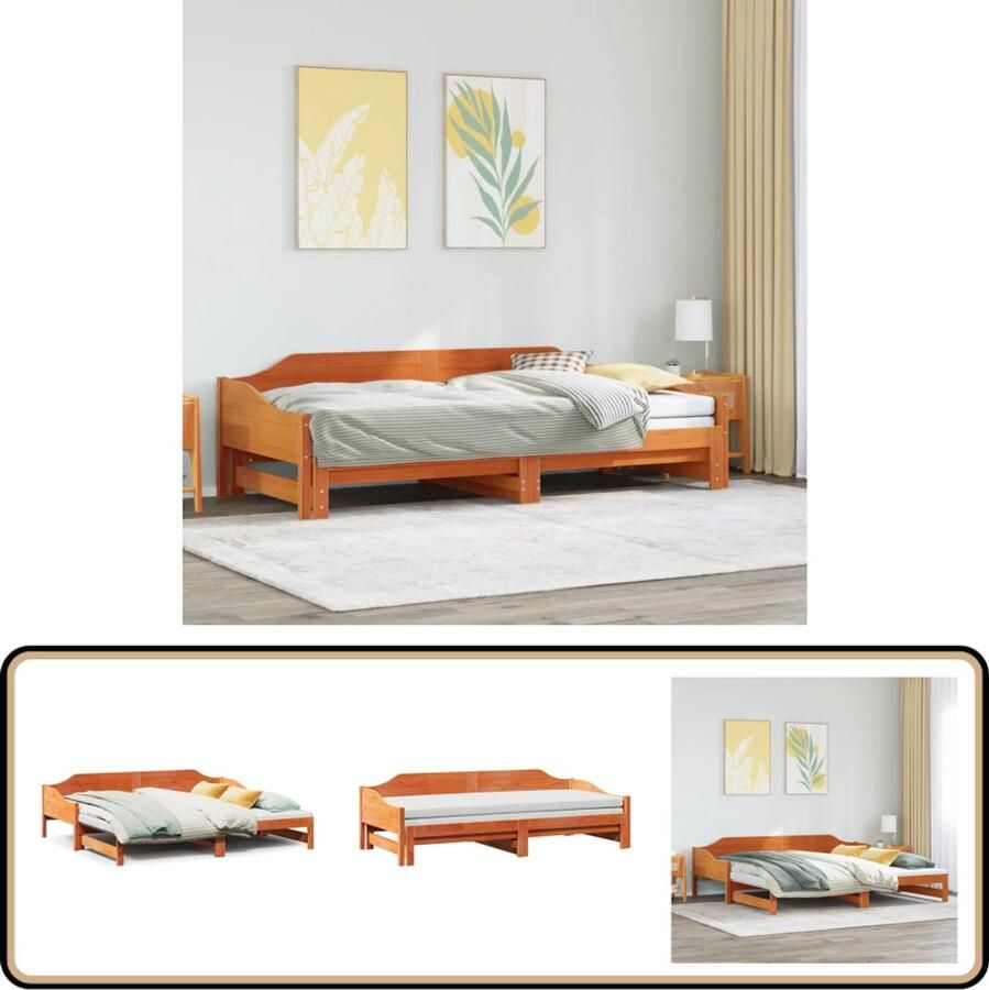 VidaXL Slaapbank onderschuifbed zonder matras 90x190 cm hout wasbruin