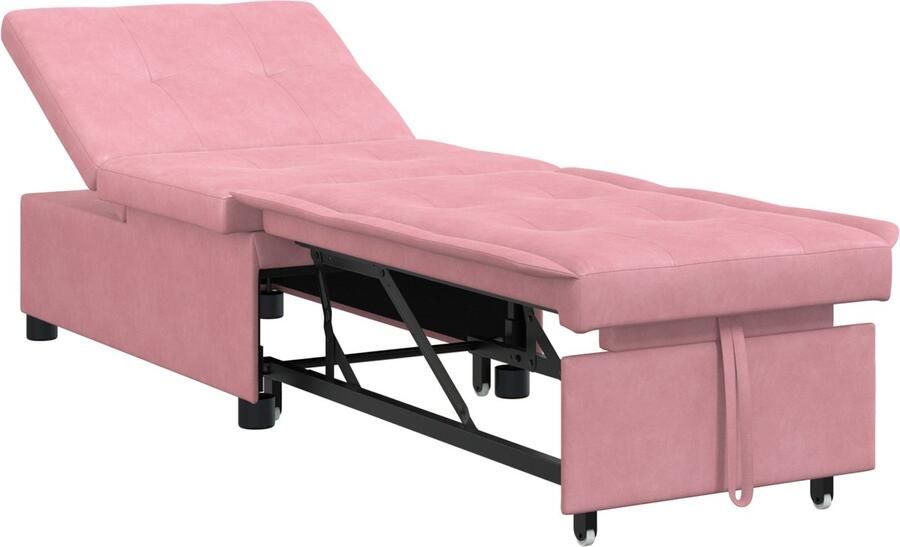 VidaXL Ligbed 3-in-1 Uittrekontwerp Roze Velours