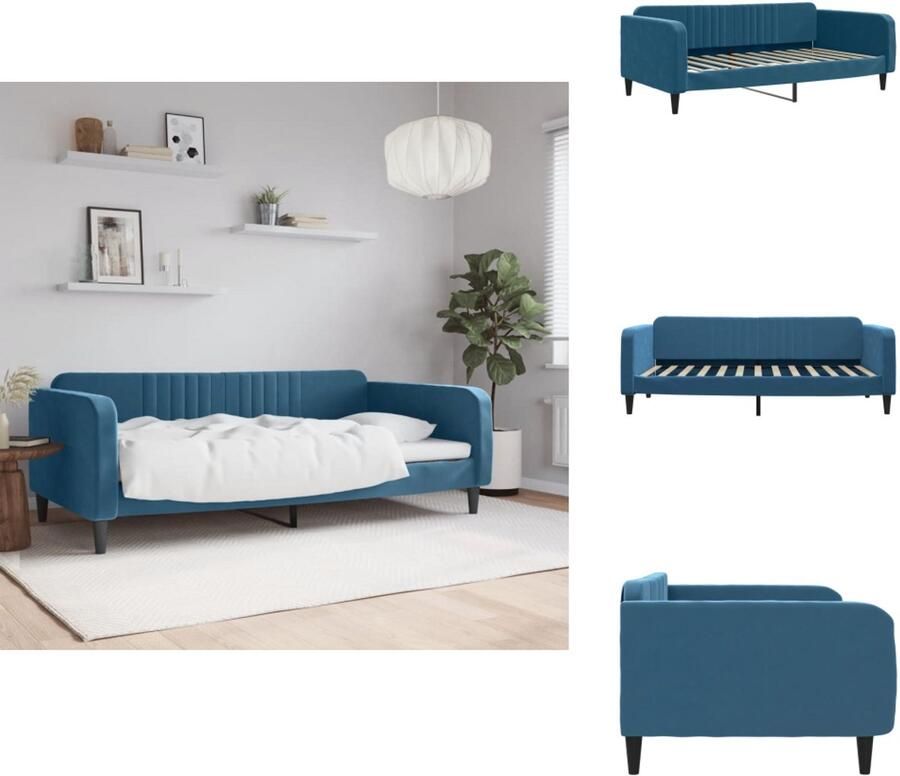VidaXL Slaapbank Slaapbanken Bankbed Logeerbed Slaapbank 100x200 cm fluweel blauw