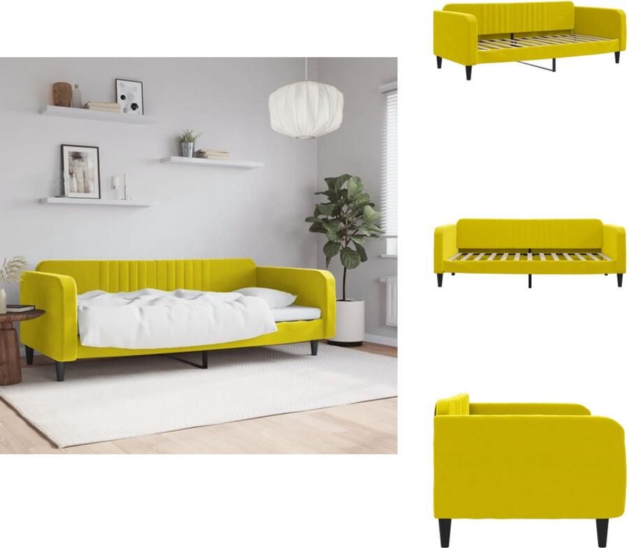 VidaXL Slaapbank Slaapbanken Bankbed Logeerbed Slaapbank 100x200 cm fluweel geel