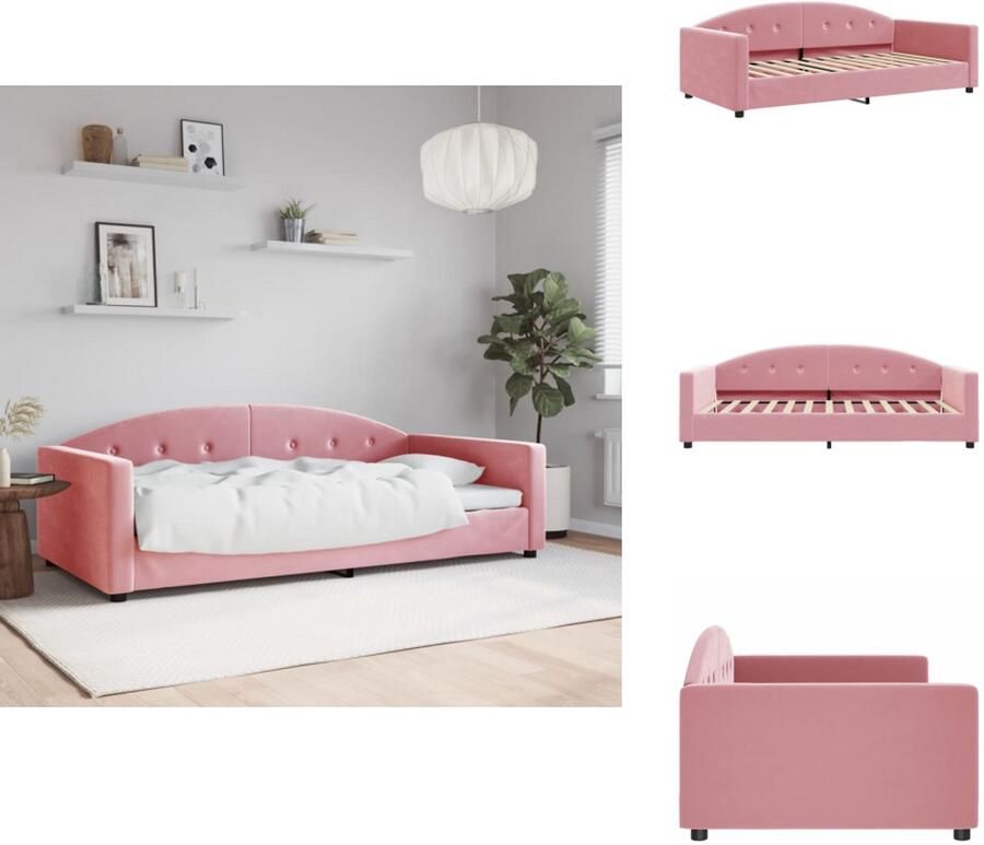 VidaXL Slaapbank Slaapbanken Bankbed Logeerbed Slaapbank 100x200 cm fluweel roze