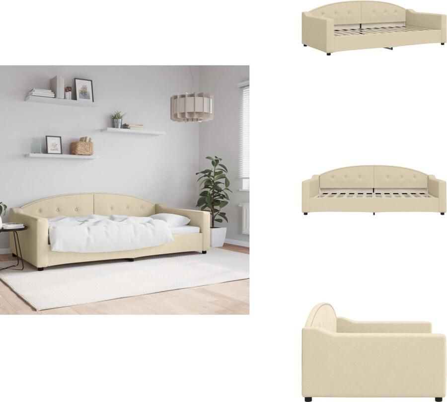 VidaXL Slaapbank Slaapbanken Bankbed Logeerbed Slaapbank 100x200 cm stof crèmekleurig - Foto 2