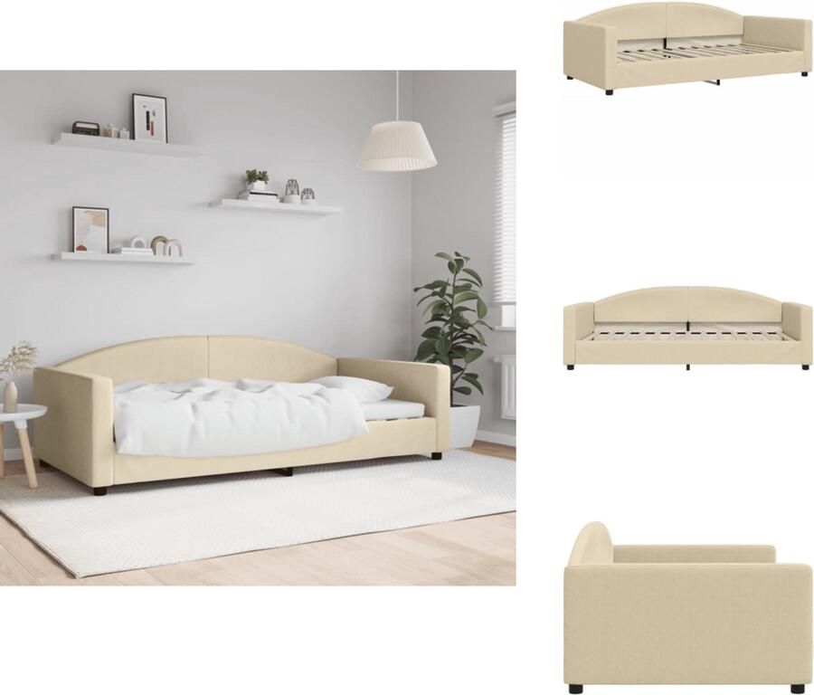VidaXL Slaapbank Slaapbanken Bankbed Logeerbed Slaapbank 100x200 cm stof crèmekleurig