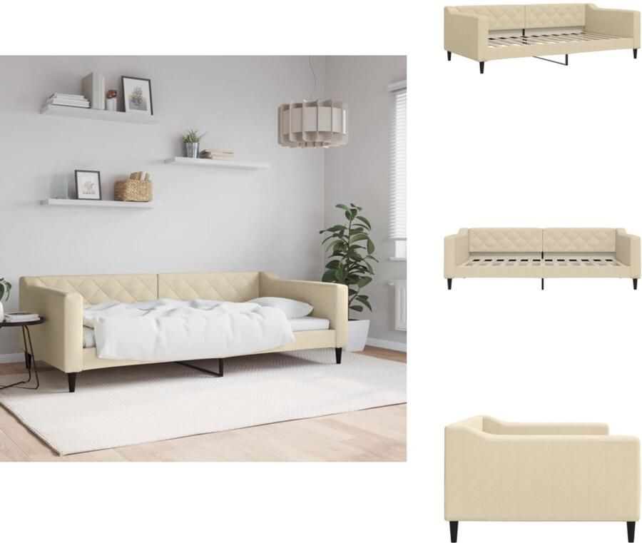 VidaXL Slaapbank Slaapbanken Bankbed Logeerbed Slaapbank 100x200 cm stof crèmekleurig