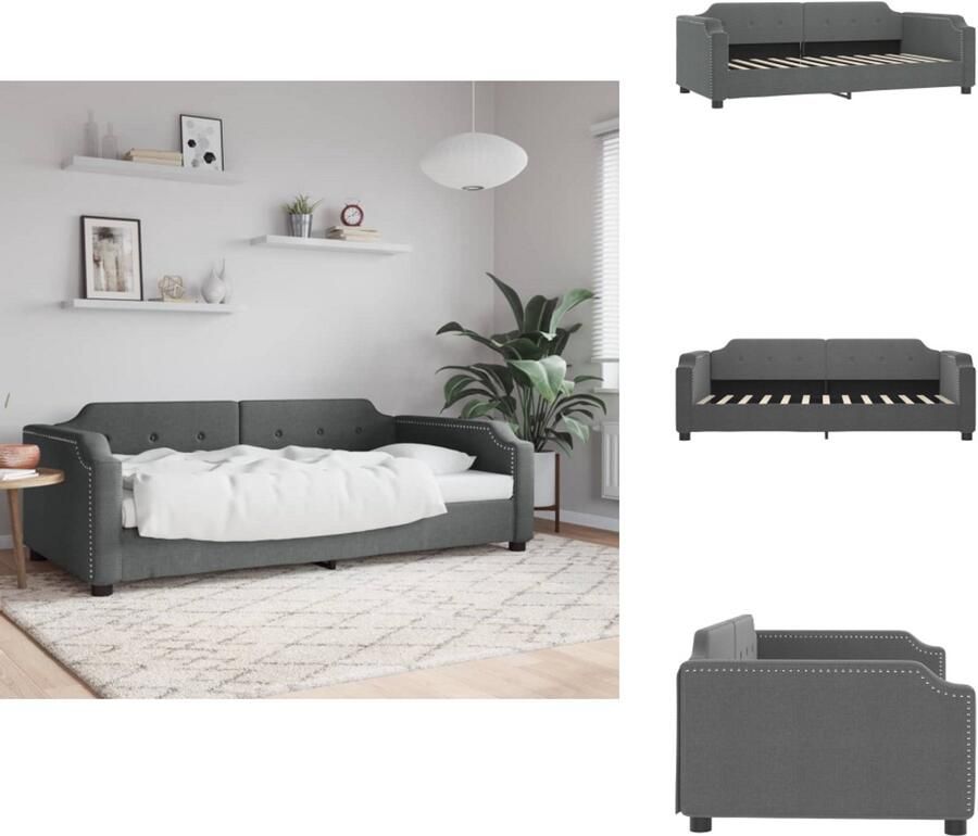 VidaXL Slaapbank Slaapbanken Bankbed Logeerbed Slaapbank 100x200 cm stof donkergrijs