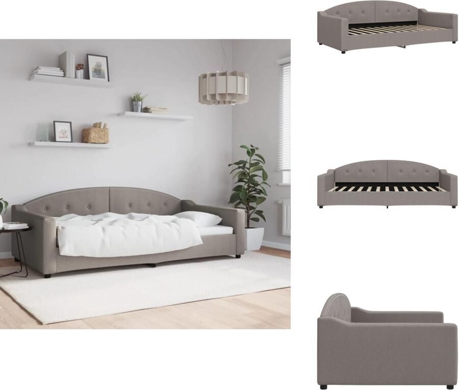 VidaXL Slaapbank Slaapbanken Bankbed Logeerbed Slaapbank 100x200 cm stof taupe