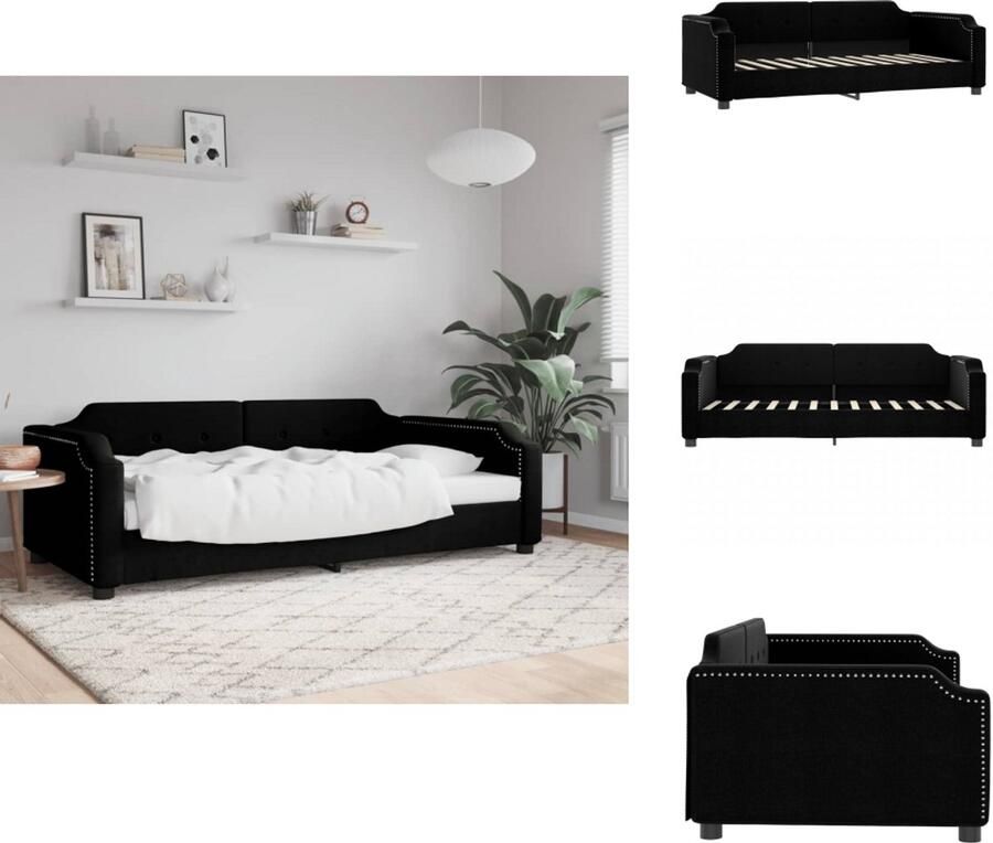 VidaXL Slaapbank Slaapbanken Bankbed Logeerbed Slaapbank 100x200 cm stof zwart