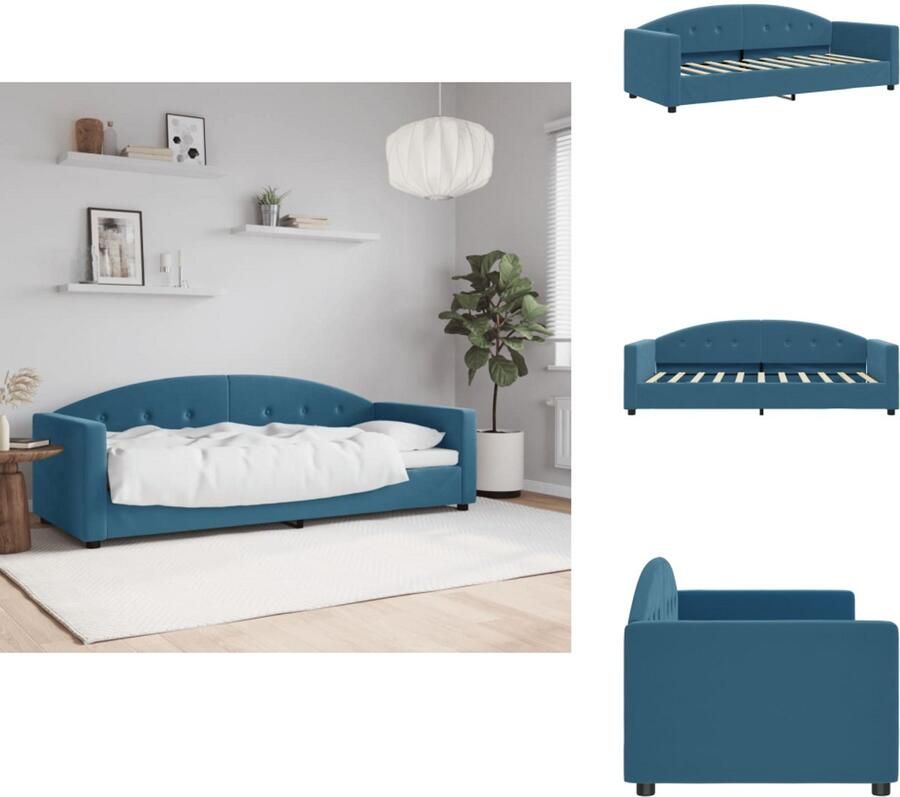 VidaXL Slaapbank Slaapbanken Bankbed Logeerbed Slaapbank 80x200 cm fluweel blauw