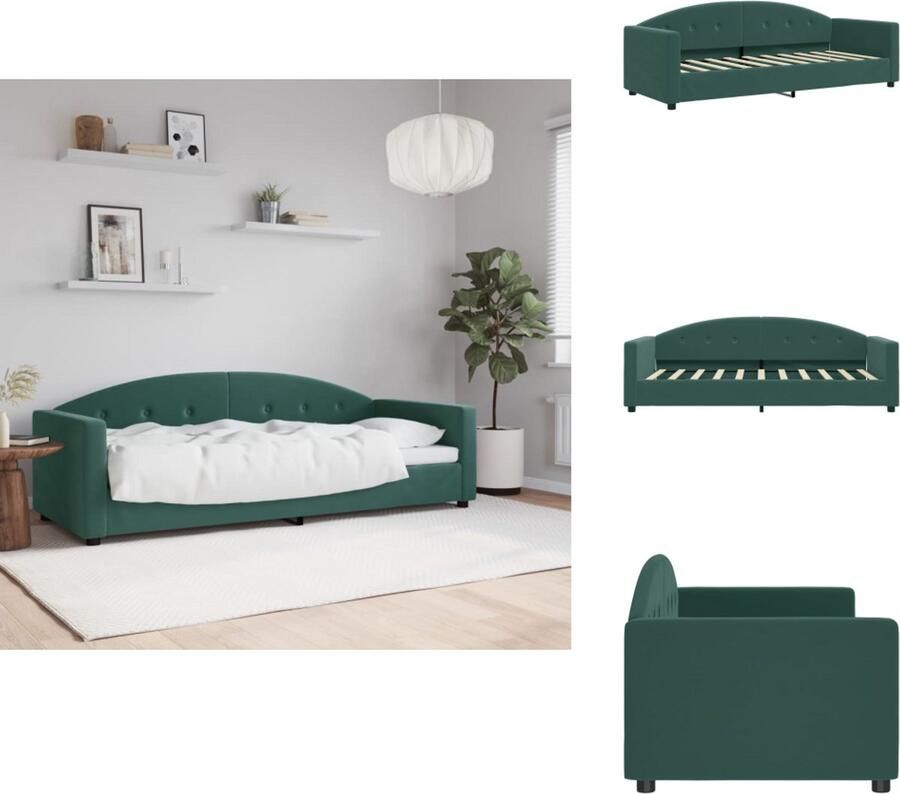 VidaXL Slaapbank Slaapbanken Bankbed Logeerbed Slaapbank 80x200 cm fluweel donkergroen