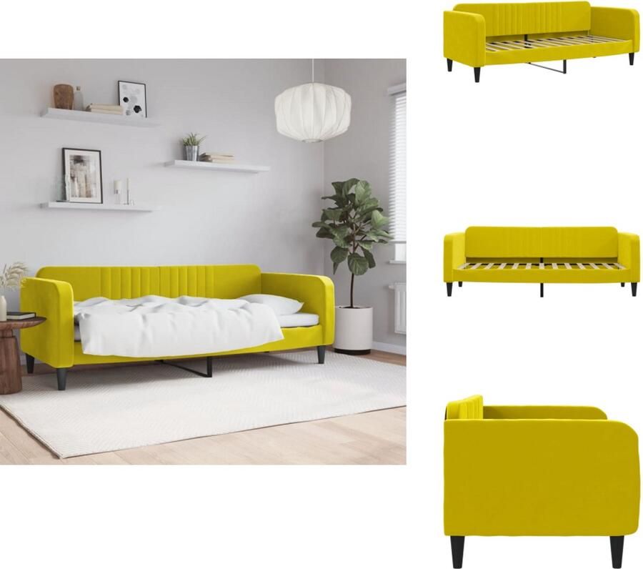VidaXL Slaapbank Slaapbanken Bankbed Logeerbed Slaapbank 80x200 cm fluweel geel