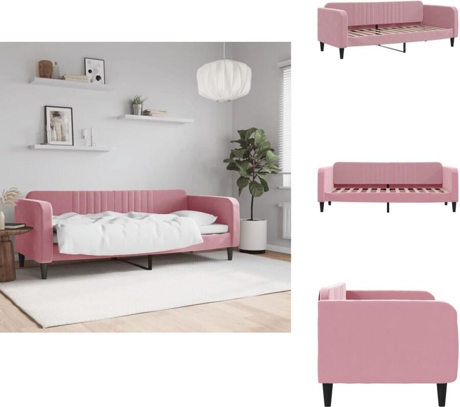 VidaXL Slaapbank Slaapbanken Bankbed Logeerbed Slaapbank 80x200 cm fluweel roze