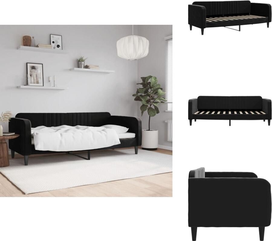 VidaXL Slaapbank Slaapbanken Bankbed Logeerbed Slaapbank 80x200 cm fluweel zwart