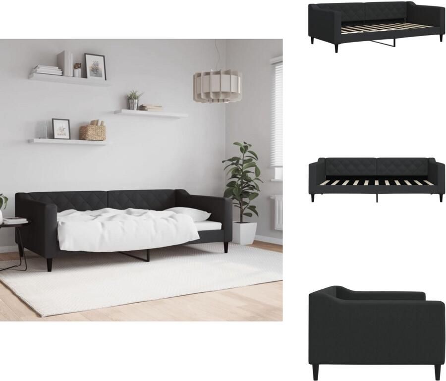 VidaXL Slaapbank Slaapbanken Bankbed Logeerbed Slaapbank 90x190 cm stof zwart