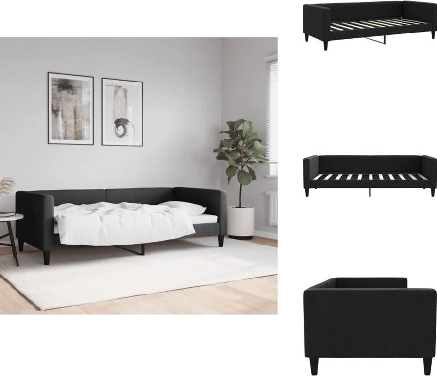 VidaXL Slaapbank Slaapbanken Bankbed Logeerbed Slaapbank 90x190 cm stof zwart