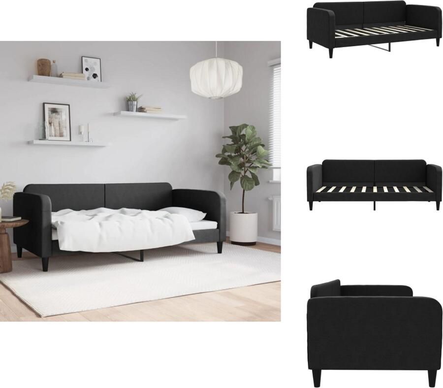 VidaXL Slaapbank Slaapbanken Bankbed Logeerbed Slaapbank 90x190 cm stof zwart