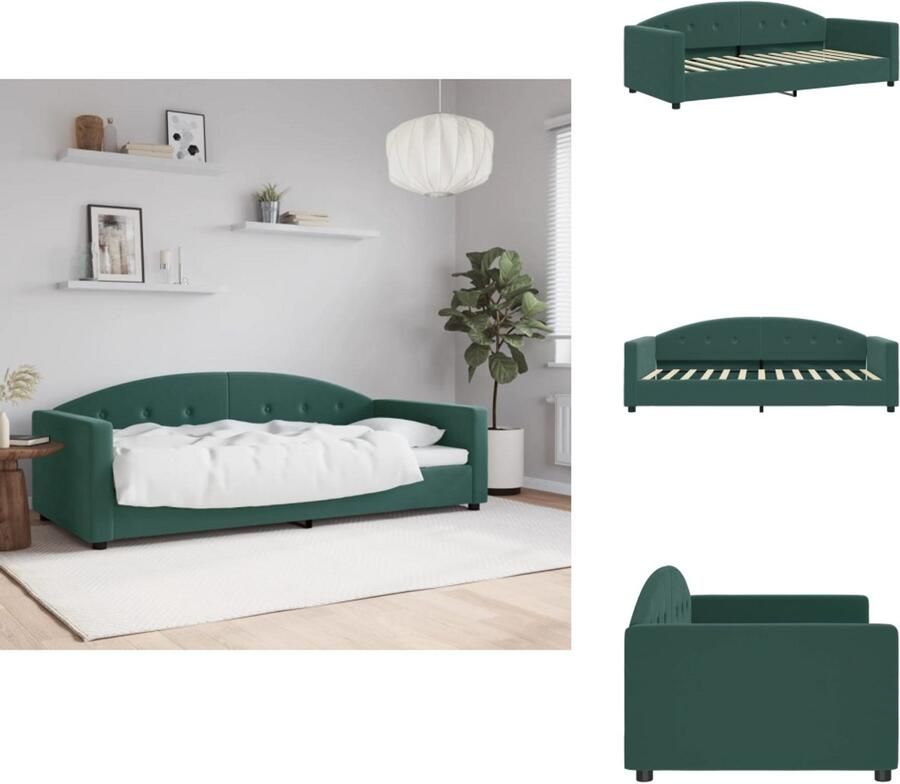 VidaXL Slaapbank Slaapbanken Bankbed Logeerbed Slaapbank 90x200 cm fluweel donkergroen