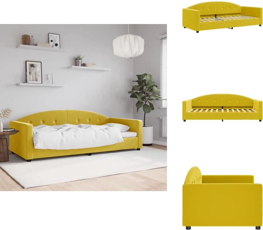 VidaXL Slaapbank Slaapbanken Bankbed Logeerbed Slaapbank 90x200 cm fluweel geel