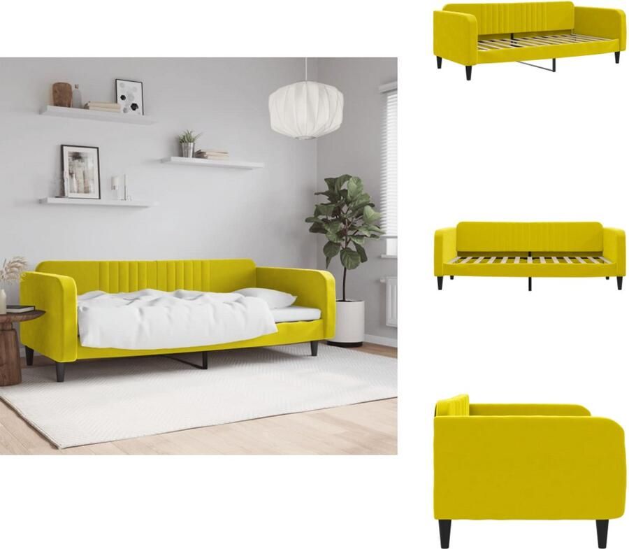 VidaXL Slaapbank Slaapbanken Bankbed Logeerbed Slaapbank 90x200 cm fluweel geel