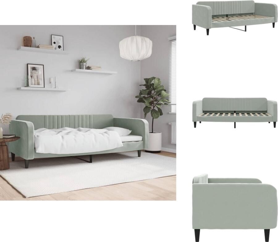 VidaXL Slaapbank Slaapbanken Bankbed Logeerbed Slaapbank 90x200 cm fluweel lichtgrijs