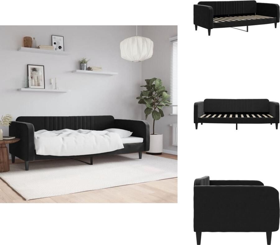 VidaXL Slaapbank Slaapbanken Bankbed Logeerbed Slaapbank 90x200 cm fluweel zwart