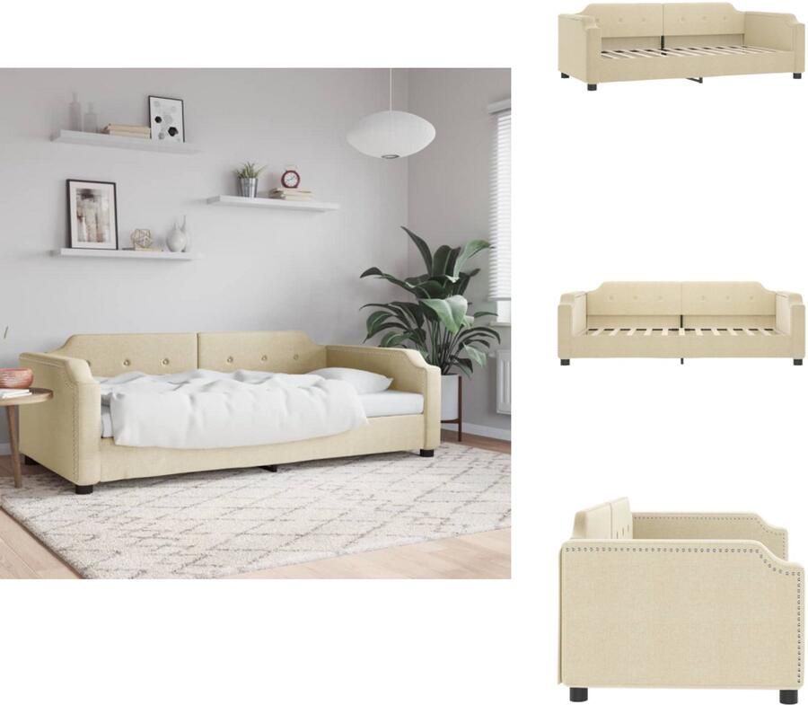 VidaXL Slaapbank Slaapbanken Bankbed Logeerbed Slaapbank 90x200 cm stof crèmekleurig