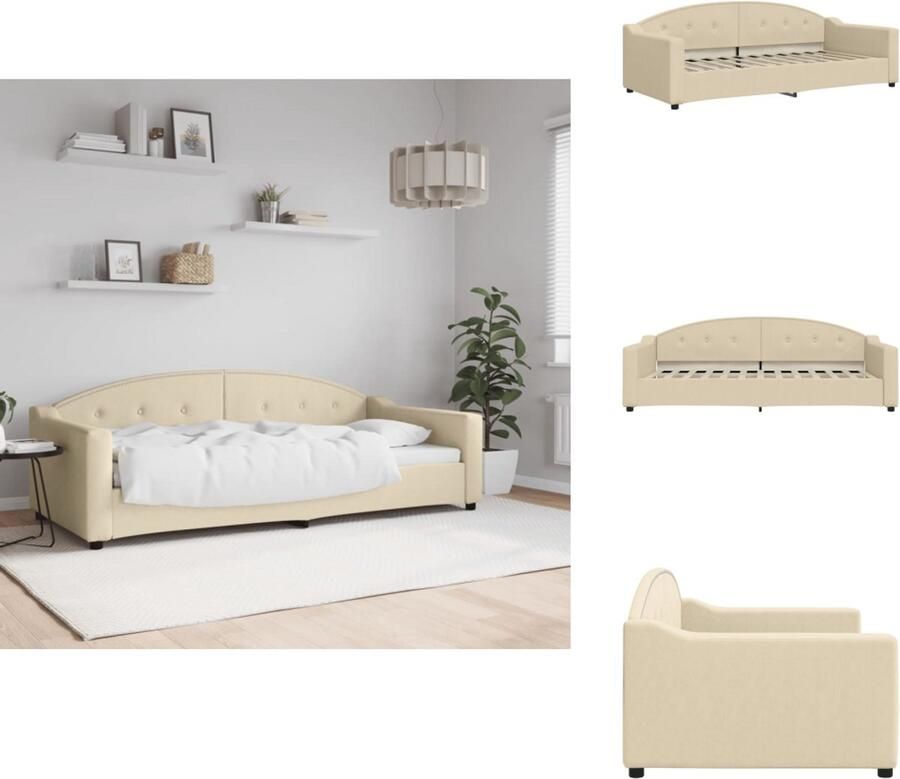 VidaXL Slaapbank Slaapbanken Bankbed Logeerbed Slaapbank 90x200 cm stof crèmekleurig