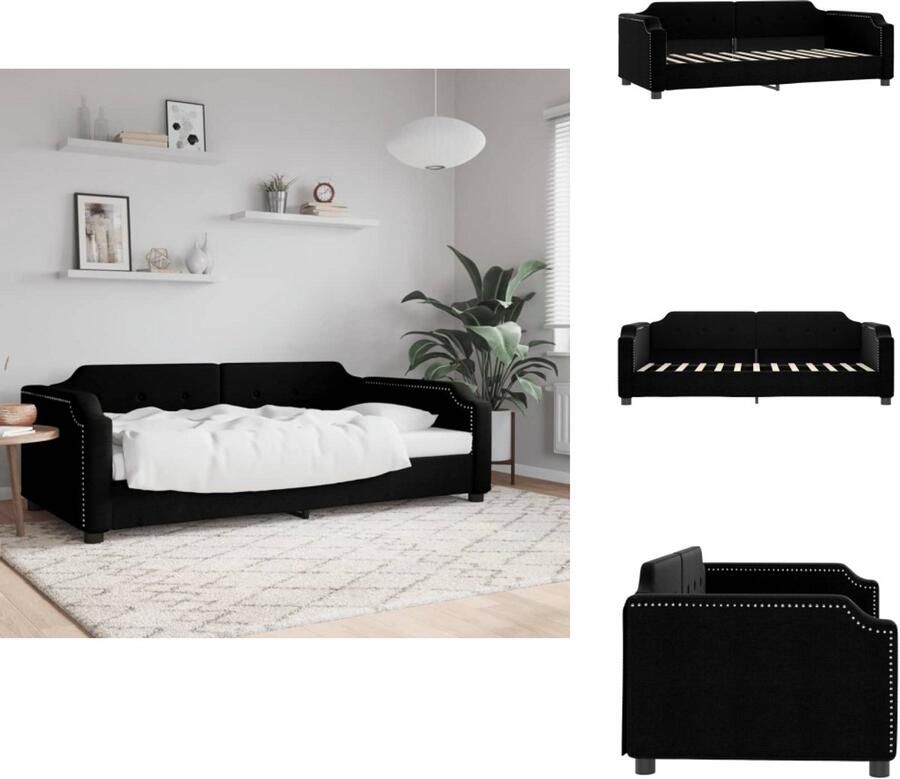 VidaXL Slaapbank Slaapbanken Bankbed Logeerbed Slaapbank 90x200 cm stof zwart