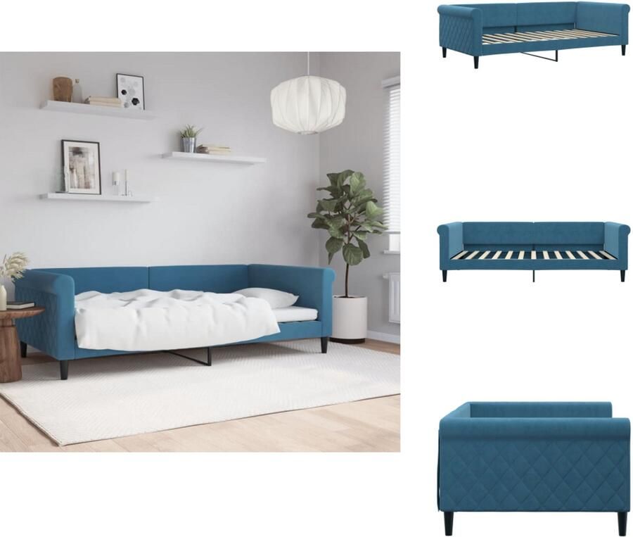 VidaXL Slaapbank Slaapbanken Bedbank Bankbed Slaapbank 100x200 cm fluweel blauw