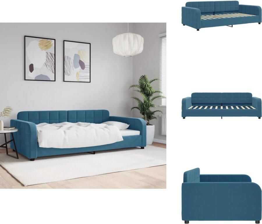 VidaXL Slaapbank Slaapbanken Bedbank Bankbed Slaapbank 100x200 cm fluweel blauw