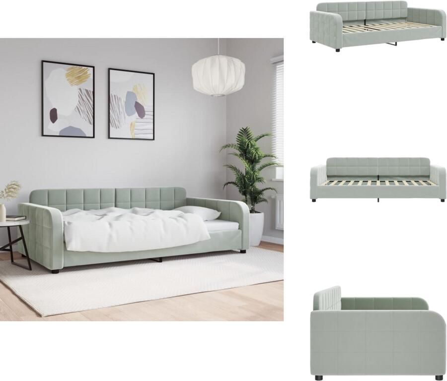 VidaXL Slaapbank Slaapbanken Bedbank Bankbed Slaapbank 100x200 cm fluweel lichtgrijs