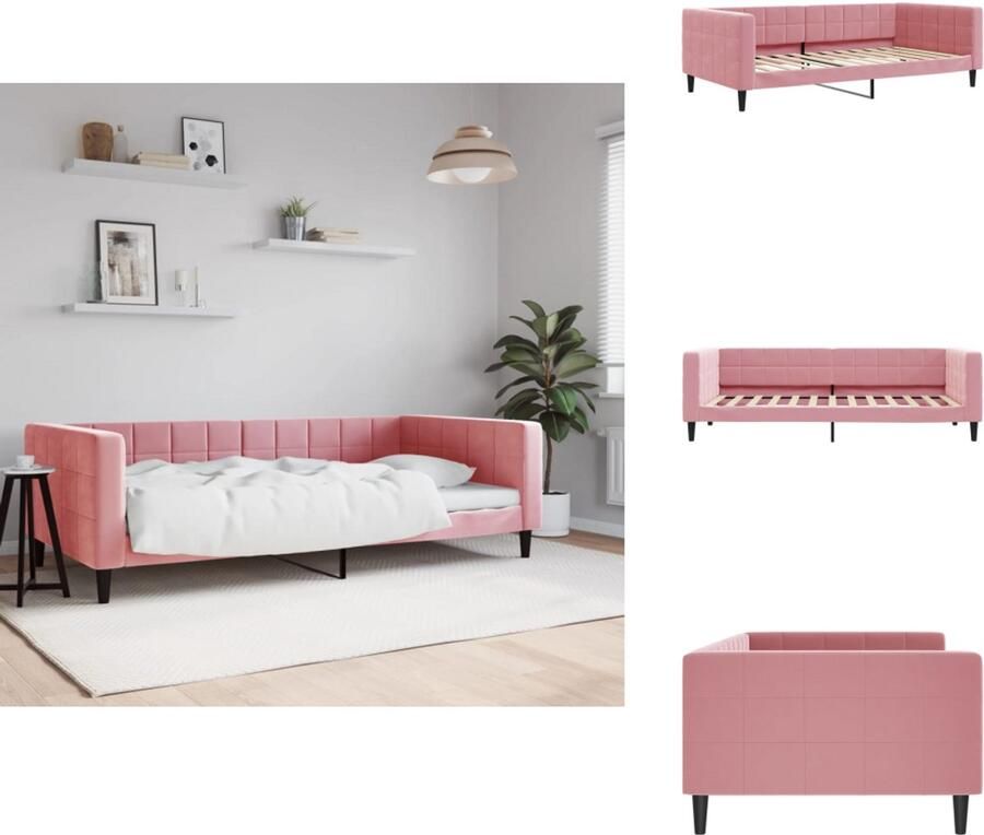 VidaXL Slaapbank Slaapbanken Bedbank Bankbed Slaapbank 100x200 cm fluweel roze