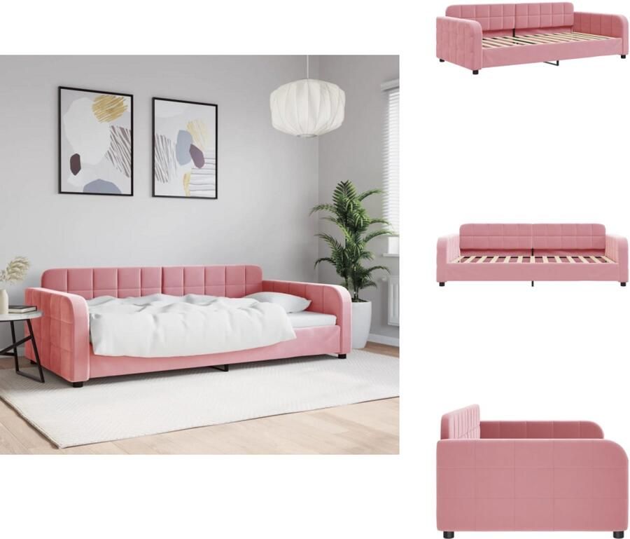 VidaXL Slaapbank Slaapbanken Bedbank Bankbed Slaapbank 100x200 cm fluweel roze
