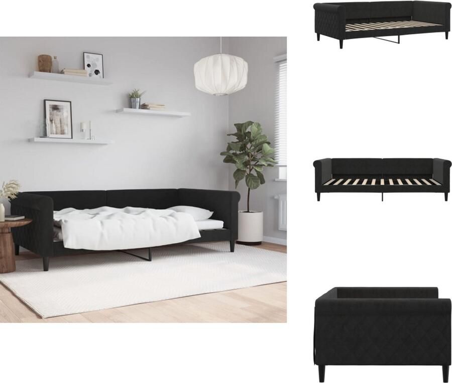 VidaXL Slaapbank Slaapbanken Bedbank Bankbed Slaapbank 100x200 cm fluweel zwart