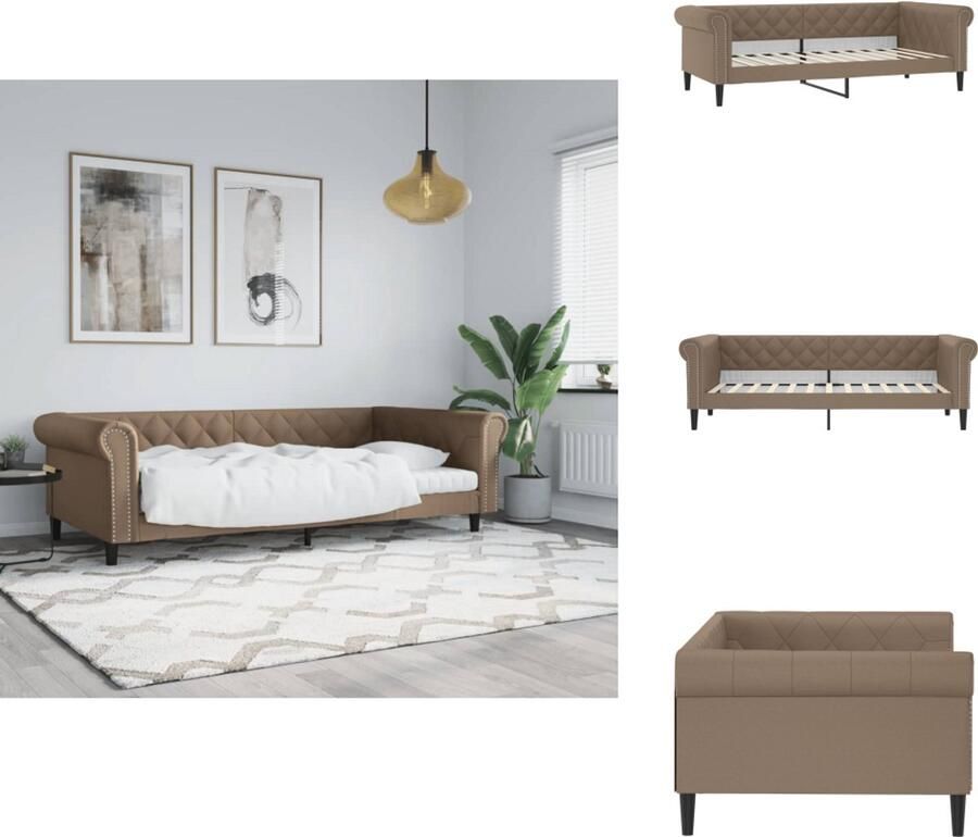 VidaXL Slaapbank Slaapbanken Bedbank Bankbed Slaapbank 100x200 cm kunstleer cappuccinokleurig