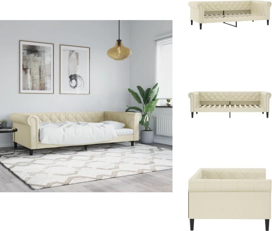 VidaXL Slaapbank Slaapbanken Bedbank Bankbed Slaapbank 100x200 cm kunstleer crèmekleurig
