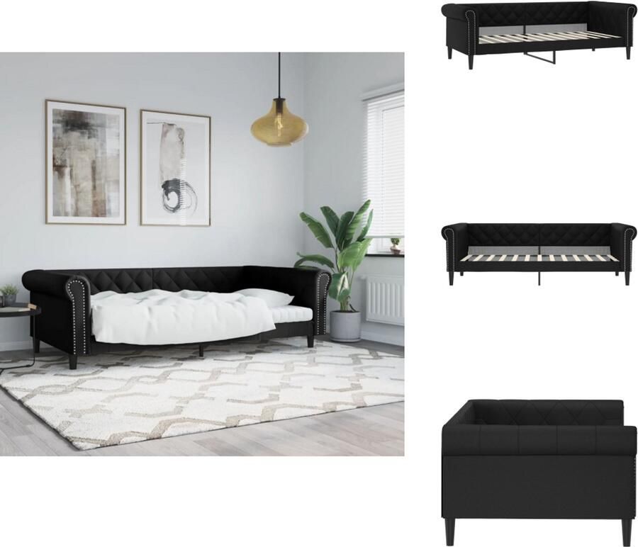VidaXL Slaapbank Slaapbanken Bedbank Bankbed Slaapbank 100x200 cm kunstleer zwart