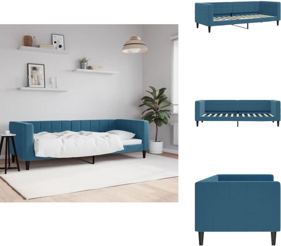 VidaXL Slaapbank Slaapbanken Bedbank Bankbed Slaapbank 80x200 cm fluweel blauw