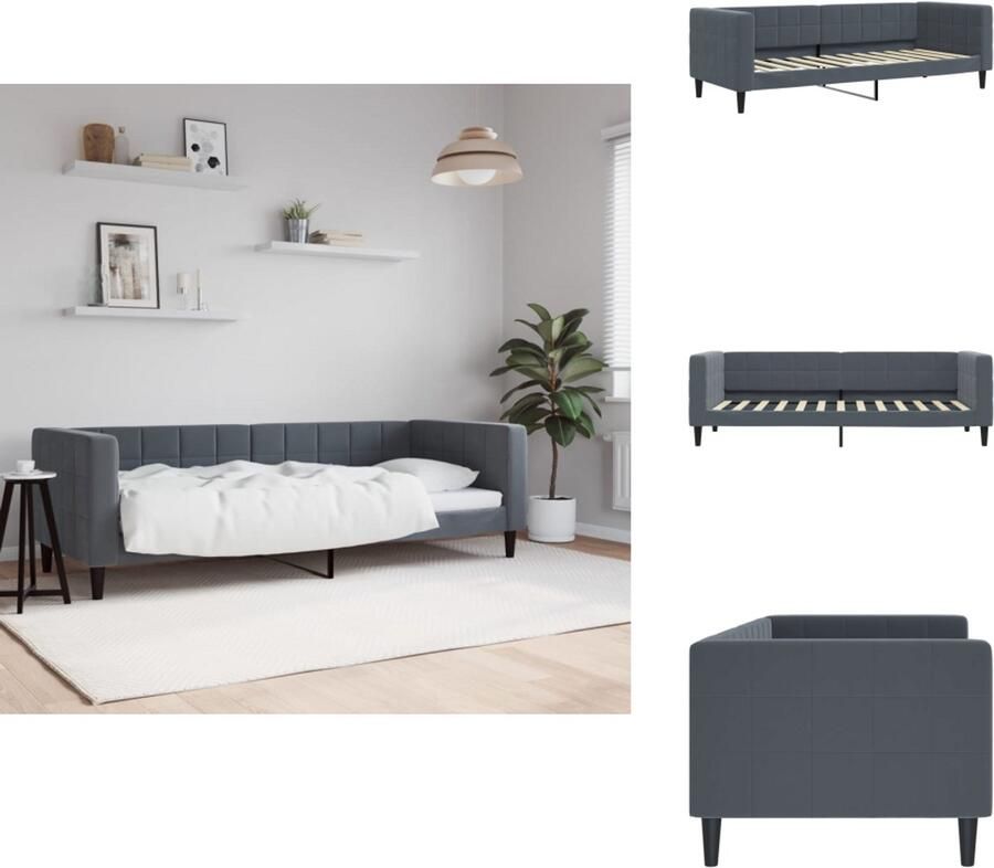 VidaXL Slaapbank Slaapbanken Bedbank Bankbed Slaapbank 80x200 cm fluweel donkergrijs