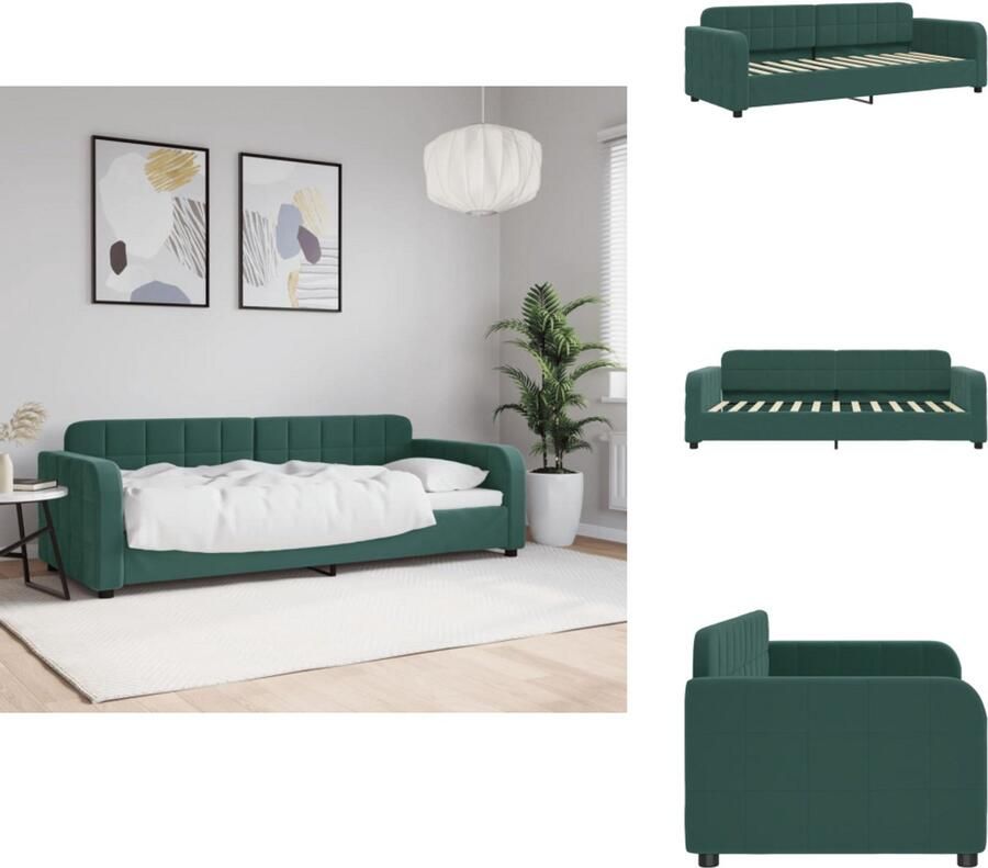 VidaXL Slaapbank Slaapbanken Bedbank Bankbed Slaapbank 80x200 cm fluweel donkergroen