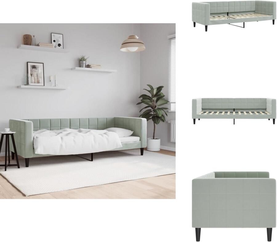 VidaXL Slaapbank Slaapbanken Bedbank Bankbed Slaapbank 80x200 cm fluweel lichtgrijs