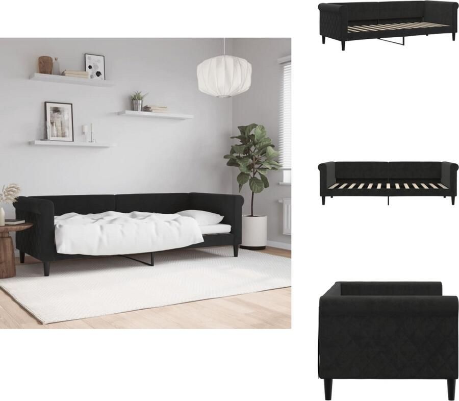 VidaXL Slaapbank Slaapbanken Bedbank Bankbed Slaapbank 80x200 cm fluweel zwart