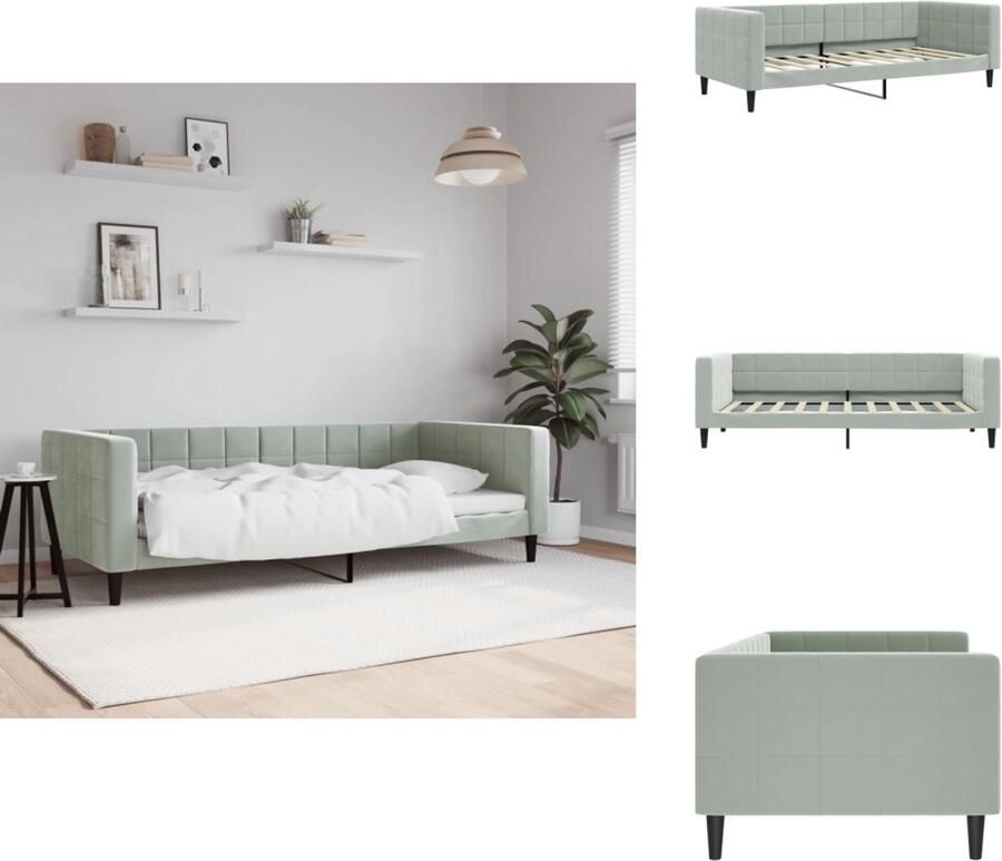 VidaXL Slaapbank Slaapbanken Bedbank Bankbed Slaapbank 90x190 cm fluweel lichtgrijs