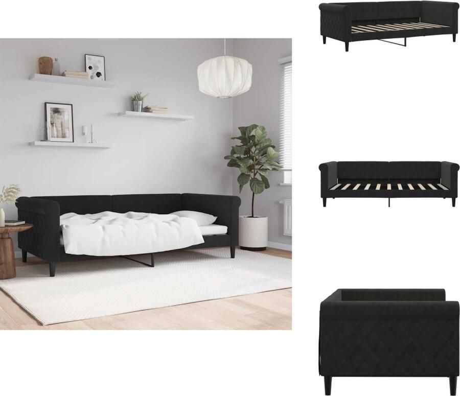 VidaXL Slaapbank Slaapbanken Bedbank Bankbed Slaapbank 90x190 cm fluweel zwart