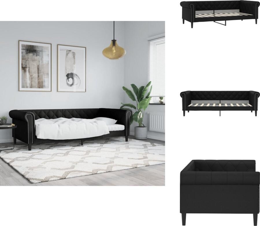 VidaXL Slaapbank Slaapbanken Bedbank Bankbed Slaapbank 90x190 cm kunstleer zwart