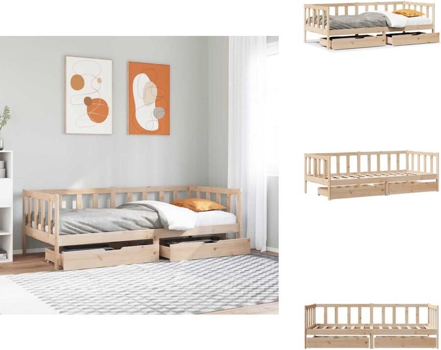 VidaXL Slaapbank Slaapbanken Bedbank Bankbed Slaapbank met lades 90x190 cm massief grenenhout
