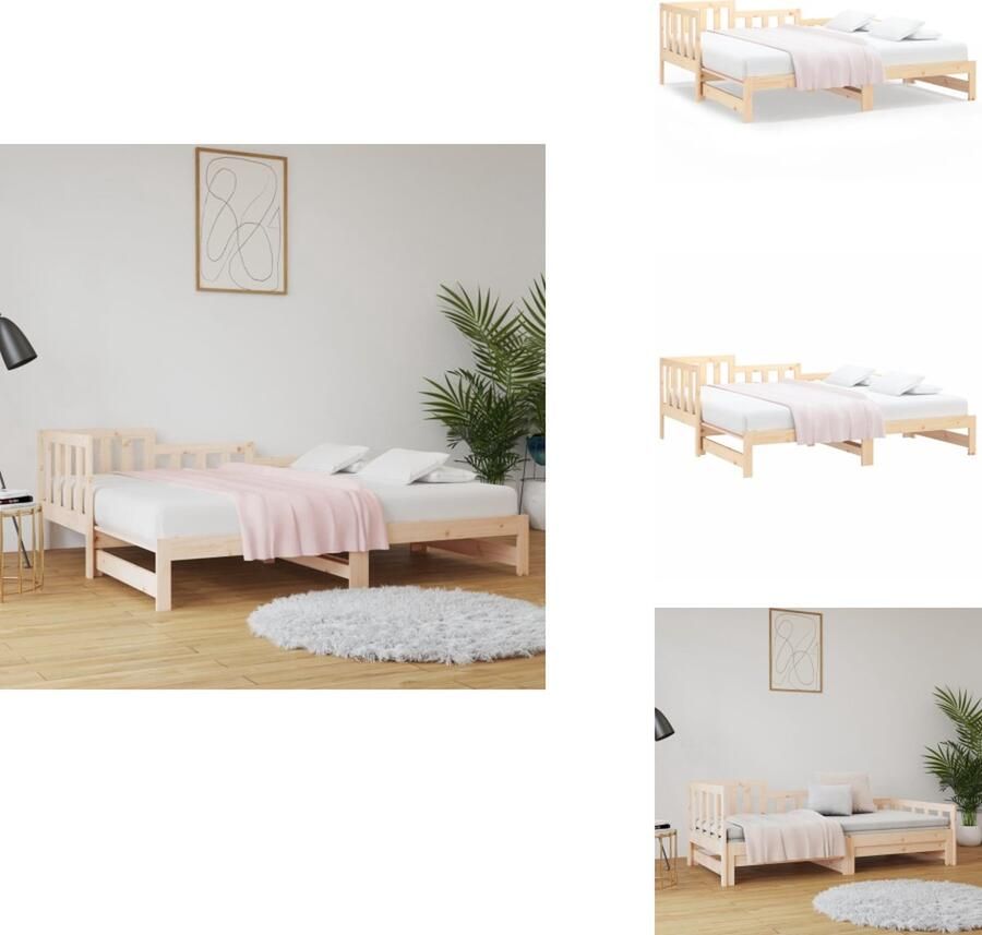 VidaXL Slaapbank Slaapbanken Bedbank Bed Bank Slaap Bank Slaapbank uitschuifbaar 2x(80x200) cm massief grenenhout