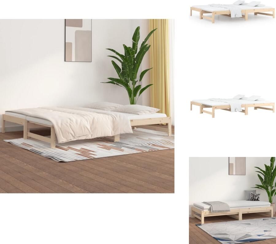 VidaXL Slaapbank Slaapbanken Bedbank Bed Bank Slaap Bank Slaapbank uitschuifbaar 2x(80x200) cm massief grenenhout - Foto 4